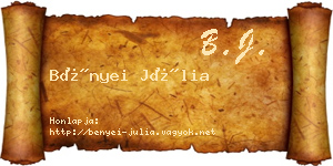 Bényei Júlia névjegykártya